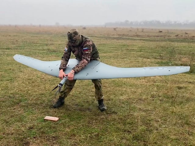 A Russian soldier operates a Supercam drone in an undisclosed location in November.
