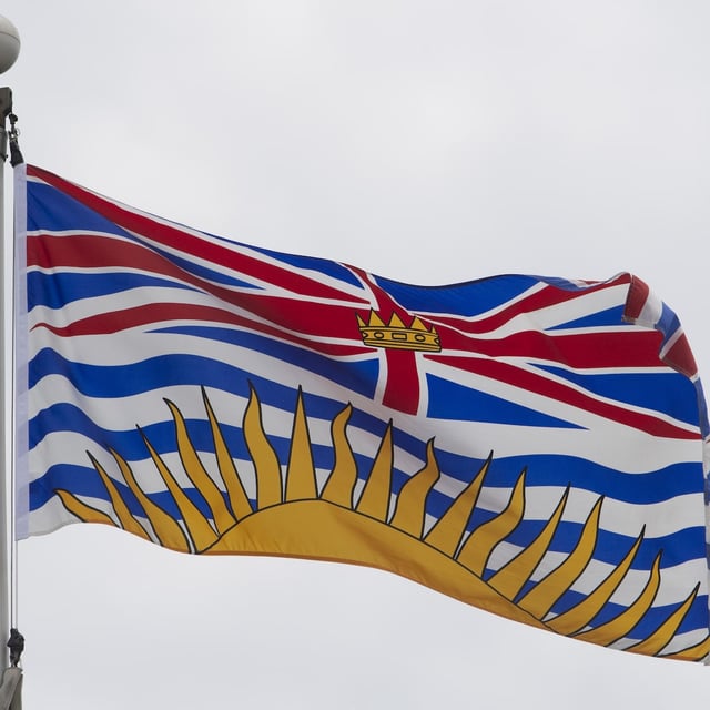 ]A woman, whose 2021 death while picking blueberries on a farm east of Vancouver was initially attributed to a bear, was in fact killed by dogs according to a new BC coroner's report. British Columbia's provincial flag flies on a flag pole in Ottawa, Friday July 3, 2020. THE CANADIAN PRESS/Adrian Wyld