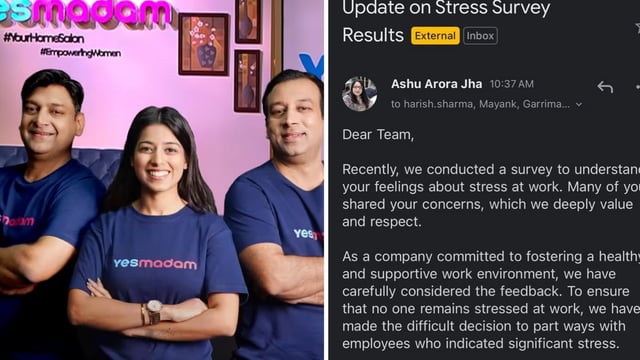 An employee of YesMadam shared a screenshot of the purported email who alleged that she is among the 100-odd employees who were fired.