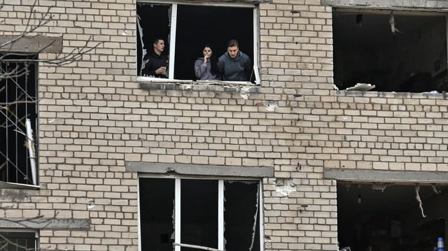 Un bâtiment endommagé par une frappe aérienne russe, à Zaporijjia, Ukraine, le 11 novembre 2024.