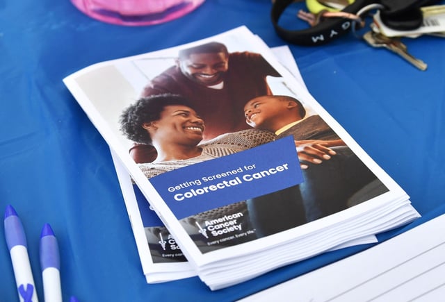 Colon cancer screening information booklets were made available at the entrance to the track at Hirschi High School on Saturday, March 16, 2024.