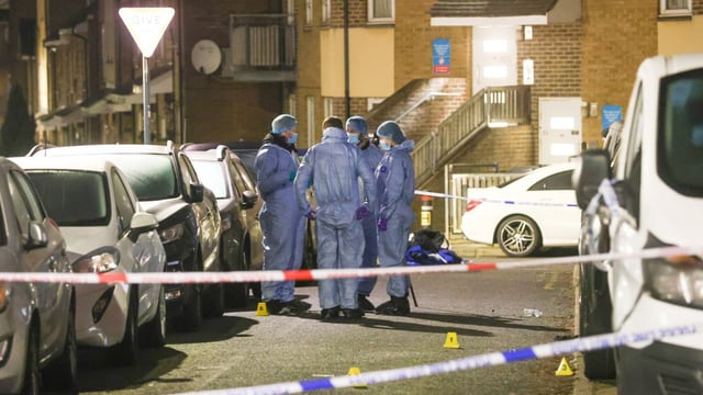 Forensic science officers on the scene in Brent on Saturday night