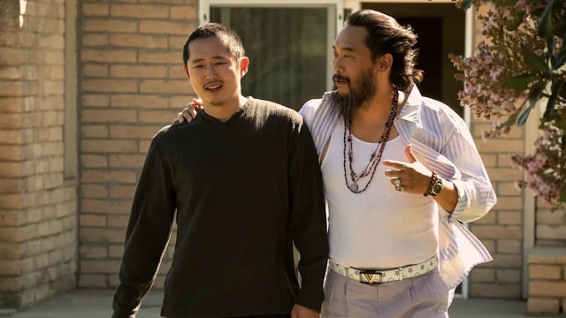 Steven Yeun and David Choe in "Beef" (Netflix)