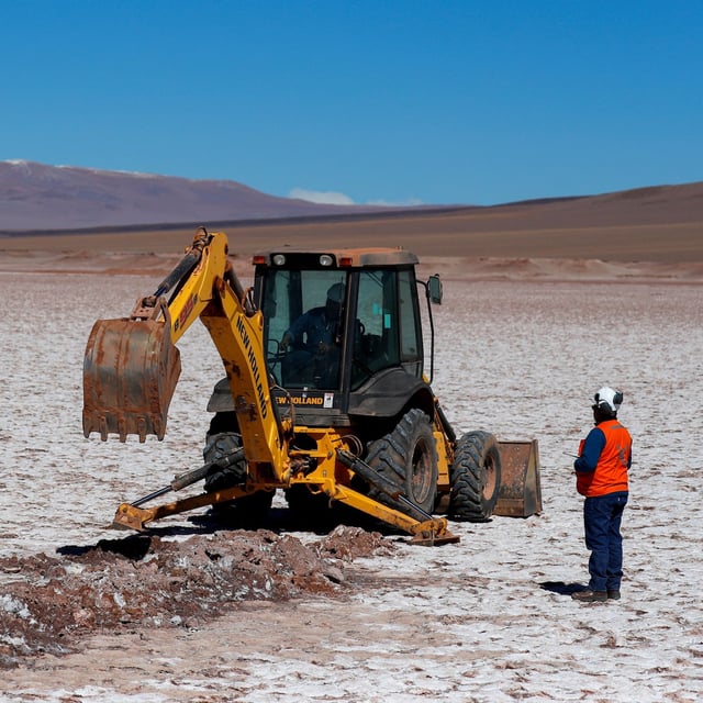 Labourers of Alpha Lithium work at the Tolillar salt flat, in Salta, Argentina August 13, 2021.