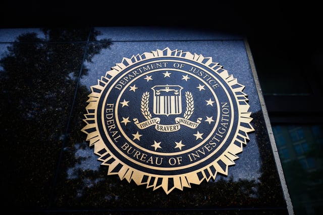 The Federal Bureau of Investigation seal is seen on J. Edgar Hoover FBI Building in Washington, DC.