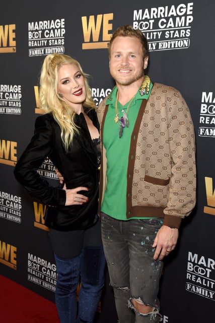 Heidi Montag and Spencer Pratt attend the premiere of "Marriage Boot Camp Family Edition" on Oct. 10, 2019 in California.