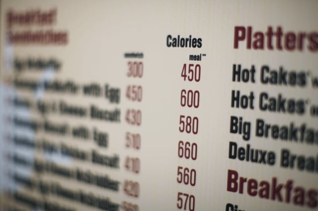FILE - In this July 18, 2008 file photo, calories of each food item appear on a McDonalds drive-thru menu in New York. The Food and Drug Administration announced long-delayed calorie labeling rules Tuesday, requiring establishments that sell prepared foods and have 20 or more locations to post the calorie content of food "clearly and conspicuously" on their menus, menu boards and displays. Companies will have until November 2015 to comply. (AP Photo/Ed Ou, File)
