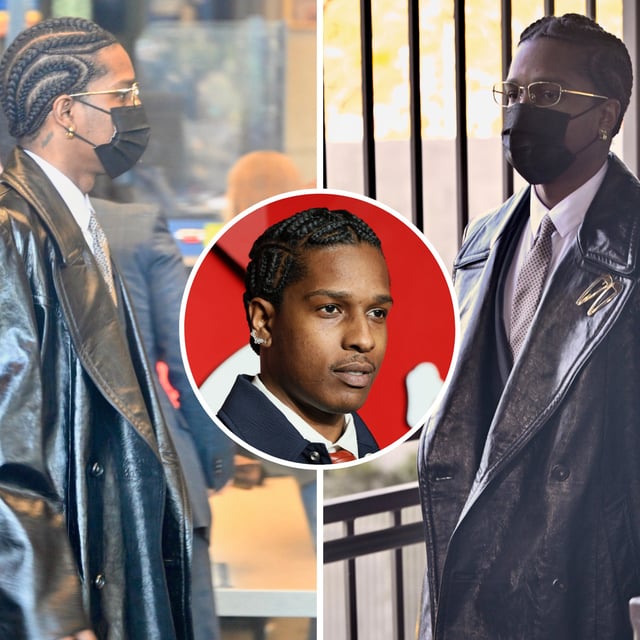 A$AP Rocky is seen at Superior Court of Los Angeles on January 21, 2025, in Los Angeles, California (left and right), and at The Fashion Awards 2024 Presented by Pandora at the Royal Albert Hall on December 2, 2024, in London (center).