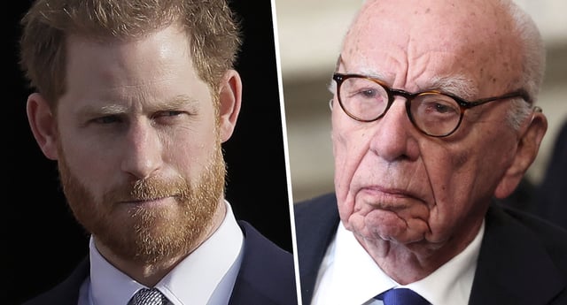 Prince Harry and Rupert Murdoch (Image: Private Media/AAP)