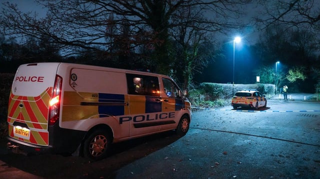 Police cordoned off the scene, which is in a residential area