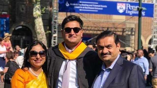 Jeet Adani with father Gautam Adani and mother Priti Adani (Image source: X)