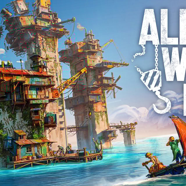 Key art for ALL WILL FALL shows a city under construction in the middle of the ocean.
