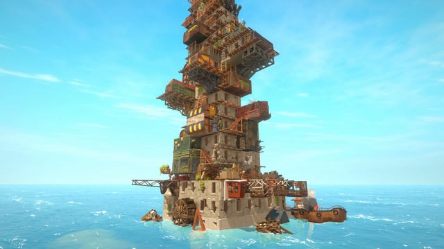 All Will Fall - A concrete and wood ramshackle city in the middle of an endless ocean