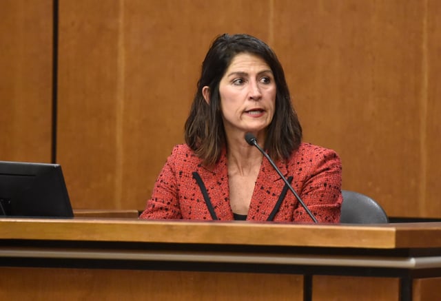 Colorado Bureau of Investigation analyst Yvonne &#34;Missy&#34; Woods testifies during the Louis Sebastian murder trial at the Boulder County Justice Center on Tuesday, Feb. 13, 2019. (Photo by Jeremy Papasso/Daily Camera)