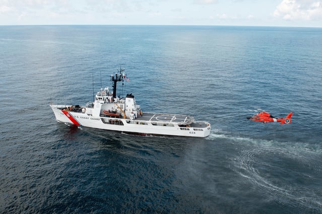 The Coast Guard Cutter Dauntless during a training exercise in the Gulf of Mexico, on June 10, 2016. 