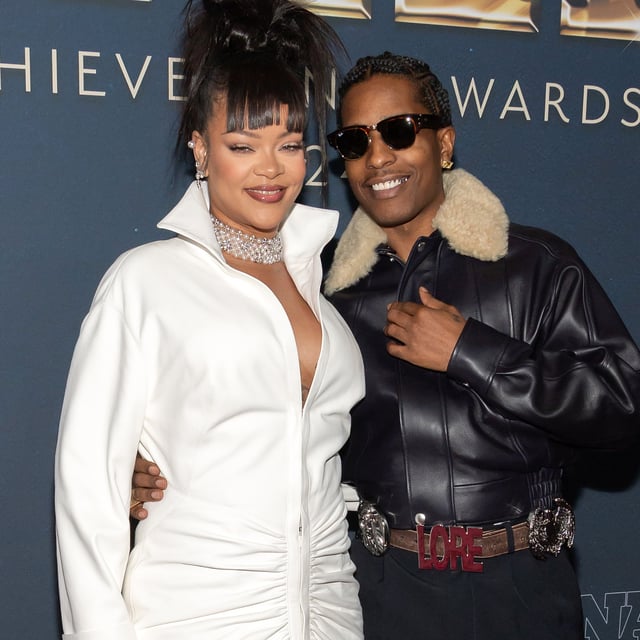 Rihanna and A$AP Rocky attend the 38th Annual Footwear News Achievement Awards at Cipriani South Street on December 4, 2024, in New York City.