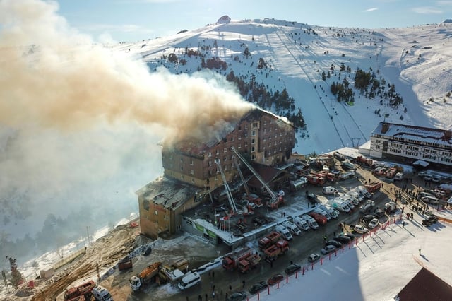 The hotel's location on the edge of a ski slope complicated rescue efforts. DHA handout