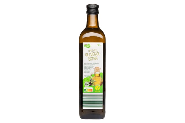 Eine von zwei Aldi-Empfehlungen: Gut Bio, Natives Olivenöl Extra für 9,27 Euro/Liter