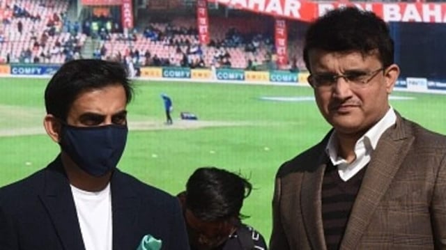 Gautam Gambhir (L) and Sourav Ganguly in 2020