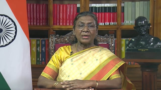 President Droupadi Murmu speaks during her address to the nation on the eve of Republic Day.