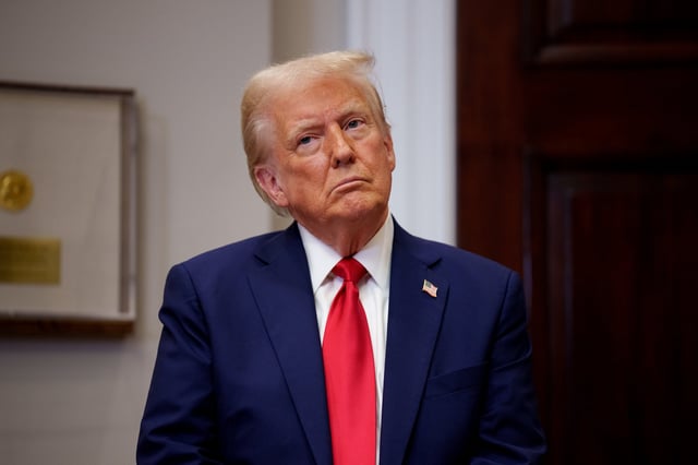 U.S. President Donald Trump appears at a news conference in the Roosevelt Room of the White House on January 21, 2025 in Washington, DC.