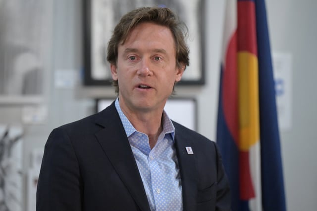 Mayor Mike Johnston announced an update on the city’s goal of ending unsheltered veteran homelessness at VFW Post 1 in Denver on Thursday, Dec. 19, 2024. (Photo by Hyoung Chang/The Denver Post)