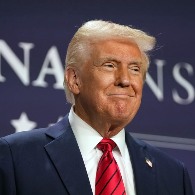 President Donald Trump arrives to speak at the 2025 House Republican Members Conference Dinner at Trump National Doral Miami in Doral, Fla., Monday, Jan. 27, 2025.