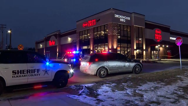 Police are investigating following a shooting near the Martin's Supermarket in Elkhart, Indiana on January 27, 2025.