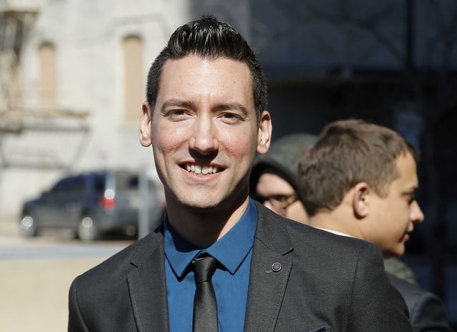 David Daleiden center, speaks with supporters outside the Harris County Criminal Justice Center in Houston in 2016. Daleiden pleaded guilty this week to a felony charge in San Francisco for illegally recording private talks.