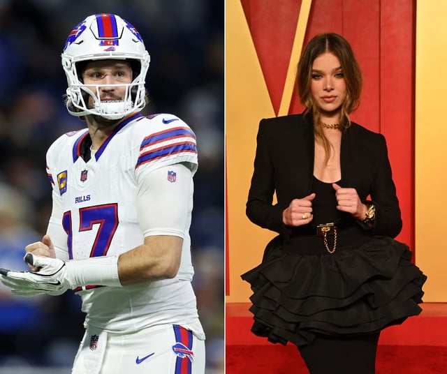 Josh Allen, left, and Hailee Steinfeld have been romantically linked since 2023.