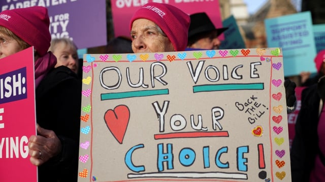 Supporters of assisted dying demonstrated outside parliament in November