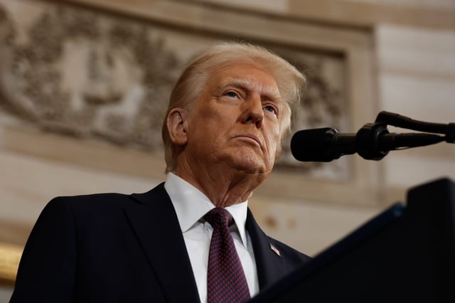 U.S. President Donald Trump speaks during inauguration ceremonies in the Rotunda of the U.S. Capitol on January 20, 2025 in Washington, DC.