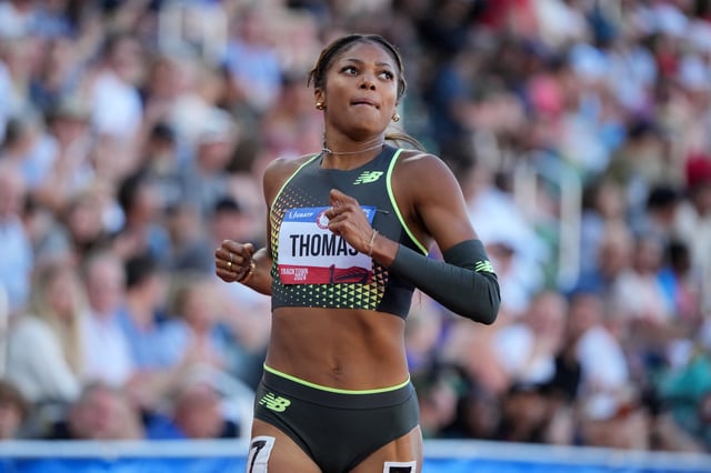 Gabby Thomas wins women's 200m semifinal in 21.78 during the US Olympic Team Trials at Hayward Field.