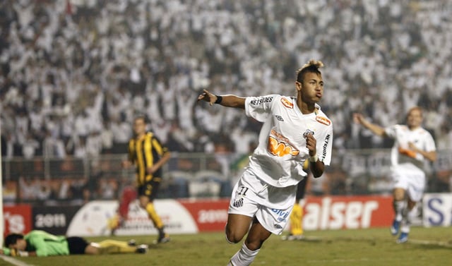 Neymar started his career at Santos in 2009.