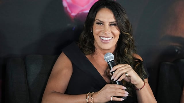 Karla Sofia Gascon smiles during a press conference to promote the film Emilia Perez, in Mexico City, Wednesday, Jan. 15, 2025. (AP Photo/Eduardo Verdugo)