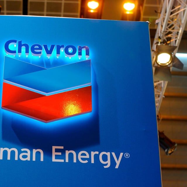 (FILES) In this file photo taken on June 02, 2015 a picture shows the logo of US oil giant Chevron during the World Gas Conference exhibition in Paris. - Canada's Supreme Court on April 4, 2019, declined to hear an appeal from a group of Ecuadoran villagers seeking compensation from the Canadian subsidiary of US energy giant Chevron over oil pollution in the Amazon jungle. The indigenous villagers from central Ecuador want the company to pay for pollution of native lands between 1964 and 1992 by Texaco, a US oil subsidiary the firm bought in 2001. The decision, for which the court did not offer a reason, puts an end to the group's attempt to sue Chevron Canada Limited for $9.5 billion in compensation. (Photo by Eric PIERMONT / AFP)ERIC PIERMONT/AFP/Getty Images