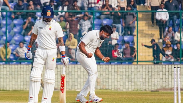 Railways pacer Himanshu Sangwan revealed he had no specific plan for Virat Kohli. He also called him the “biggest wicket of his life. (PTI Photo) (PTI01_31_2025_000131B)