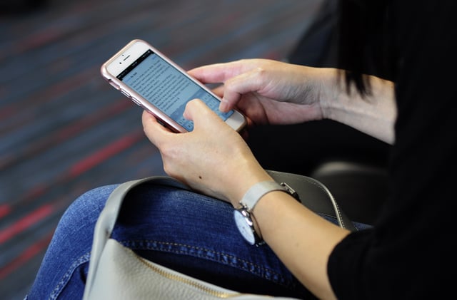 woman sending email