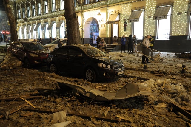 Damage is seen in Odesa, Ukraine, following a Russian missile attack on January 31, 2025.