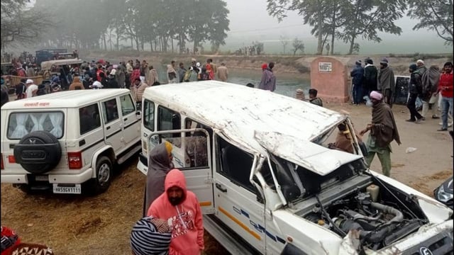 The cruiser driver Jarnail Singh, 40, and an 11-year-old boy were rescued. (HT Photo)