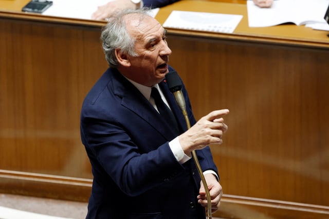 French Prime Minister Francois Bayrou speaks during the questions to the government session at the National Assembly in Paris, France, January 28, 2025.  REUTERS/Gonzalo Fuentes/File Photo