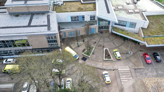 Police at the scene at All Saints Catholic High School in Sheffield