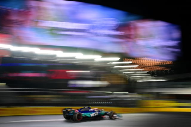 Nov 23, 2024; Las Vegas, Nevada, USA; dVisa Cash App RB driver Yuki Tsunoda (22) uring the Las Vegas Grand Prix at Las Vegas Circuit. Mandatory Credit: Gary A. Vasquez-Imagn Images/File Photo