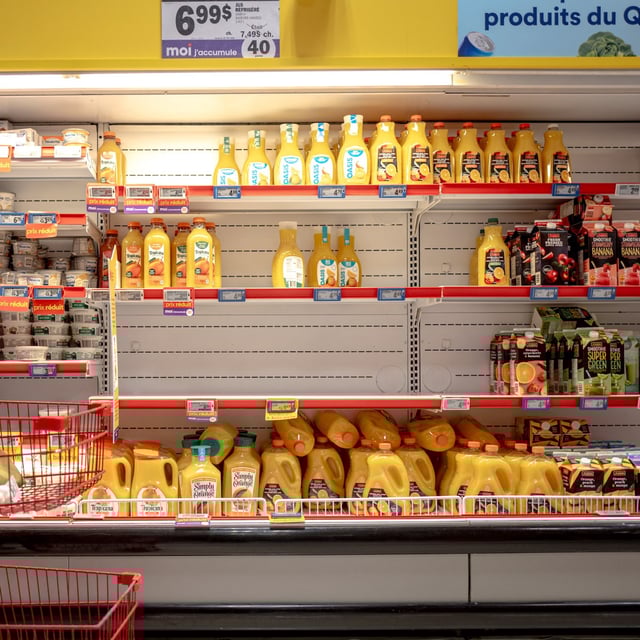 A person shops at a grocery store in Montreal on Feb. 3, 2025.