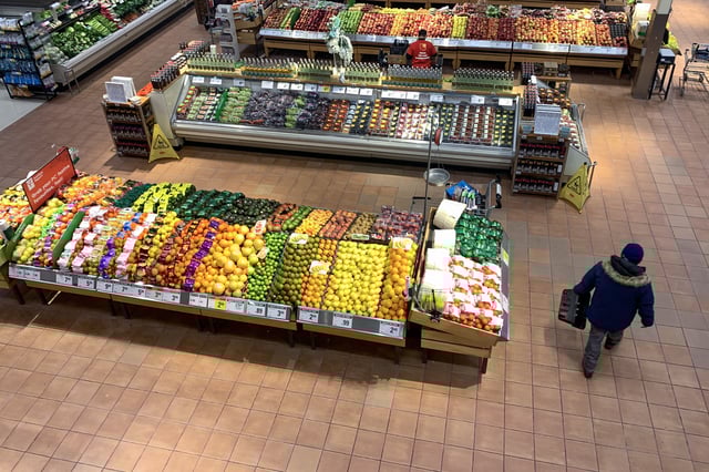 Fruit and vegetables are seen on display at a grocery store in Kingston, Ontario on Jan. 20, 2023.
