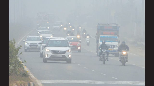On Monday, visibility fell to just 80 metres in the morning. (Sant Arora/HT)