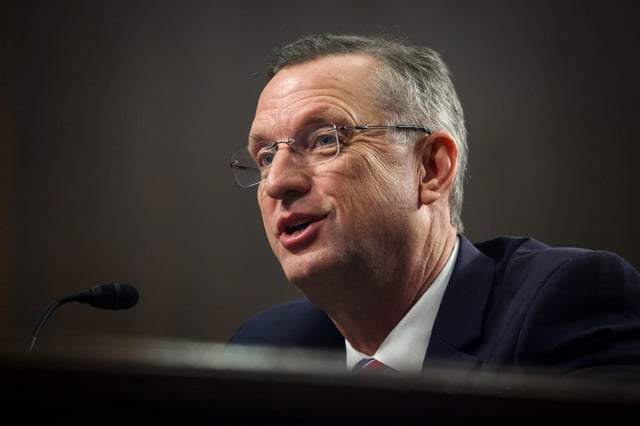 Doug Collins, U.S. President Donald Trump&#39;s nominee to be the Secretary of the Department of Veterans Affairs, testifies during his Senate Veterans&#39; Affairs Committee confirmation hearing in the Dirksen Senate Office Building on January 21, 2025 in Washington, DC.