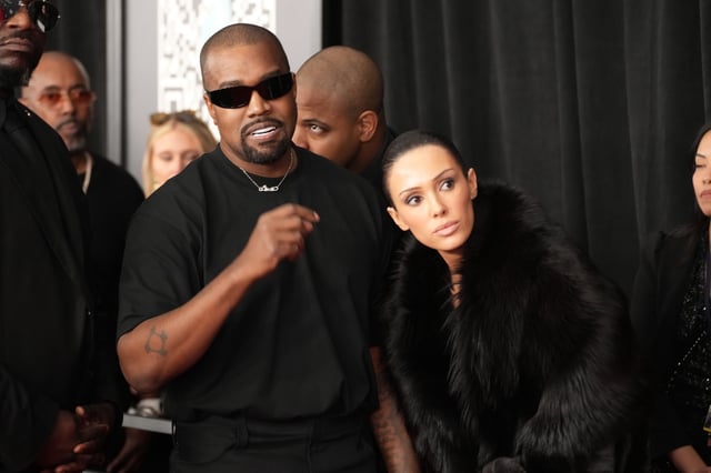 Kanye West and Bianca Censori attend the 67th GRAMMY Awards at Crypto.com Arena on February 02, 2025 in Los Angeles, California.