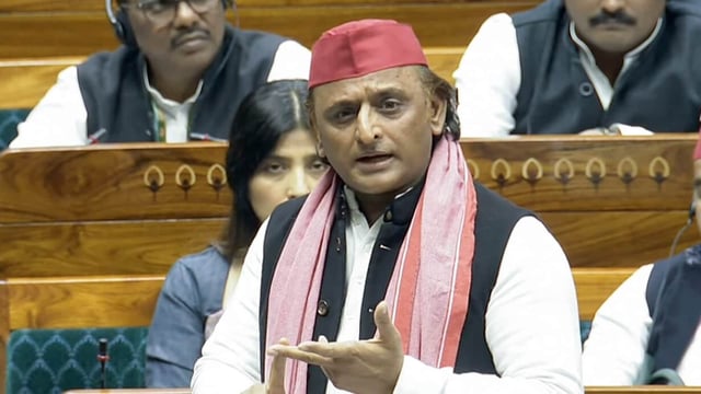 Samajwadi Party (SP) MP Akhilesh Yadav speaks in Lok Sabha during the Budget Session of the Parliament. (Sansad TV)