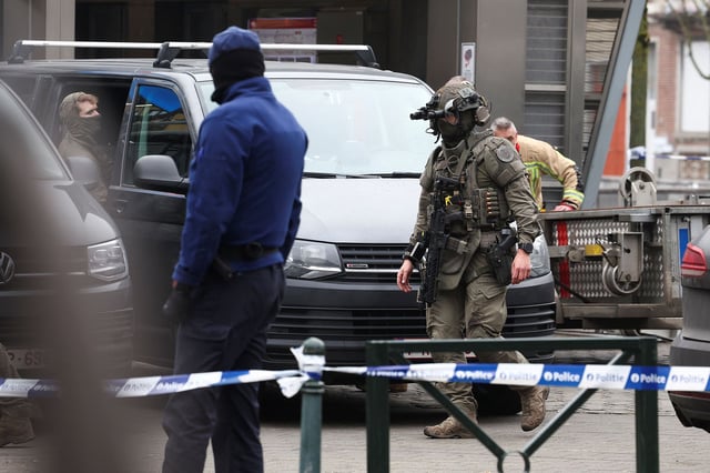 A police officer at Brussels' Clemenceau metro station, after a shooting took place on February 5.